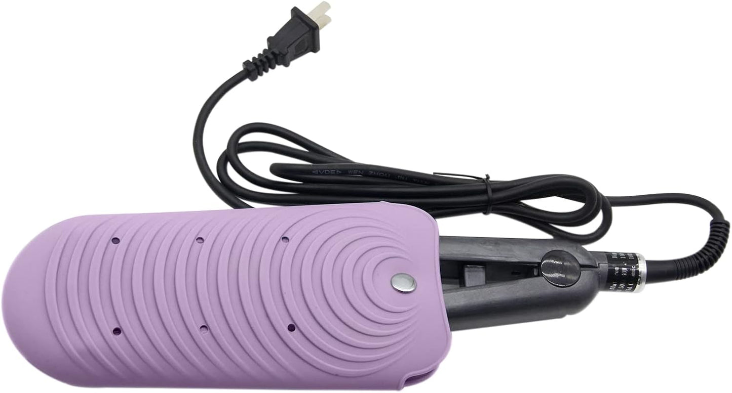 Heat Resistant Silicone Mat Pouch for Hair Styling Tools, Curling and Flat Irons Non-Slip Travel Cover, Small Portable Straightener Pad for Curler Wands Storage, Hot Waver (Purple)