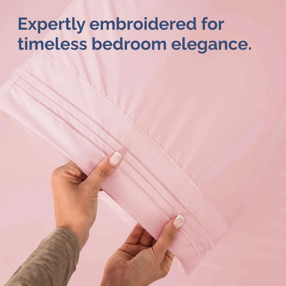 King Pillow Cases Set of 2 - Ultra Soft Hotel Quality Pillowcase Covers - Comfy, Cozy & Wrinkle Free - Shrinkage, Stain & Fade Resistant - Machine Washable Pillow Protectors - 2 Piece Set - Baby Pink