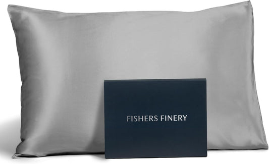 Fishers Finery 25mm 100% Pure Mulberry Silk Pillowcase (Silver Queen)