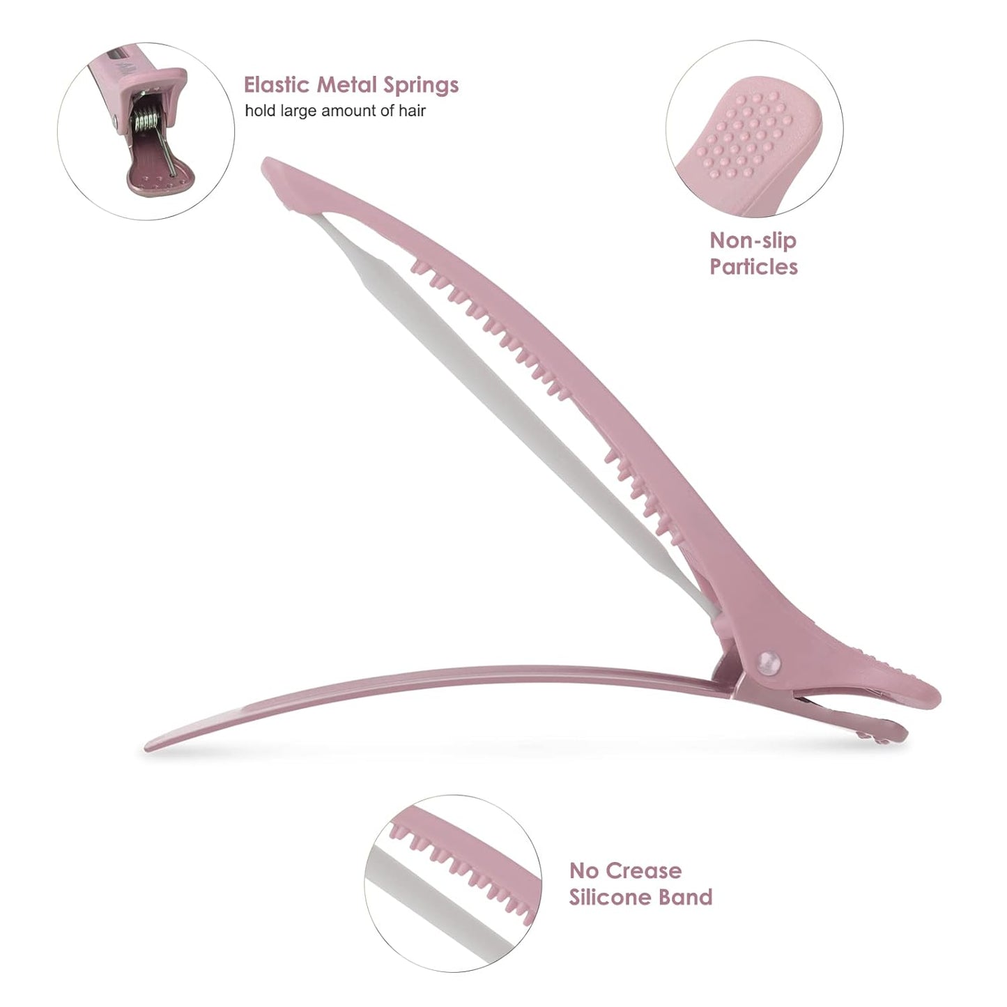 AIMIKE 12pcs Professional Hair Clips for Styling Sectioning, Anti-Slip No-Trace Duck Billed Hair Clips with Silicone Band, Salon and Home Hair Cutting Clips for Hairdresser, Women, Men - 4.3” Long