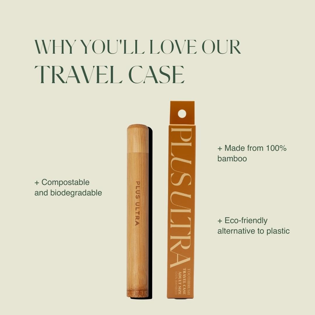Plus Ultra Bamboo Travel Case for Adult Toothbrushes