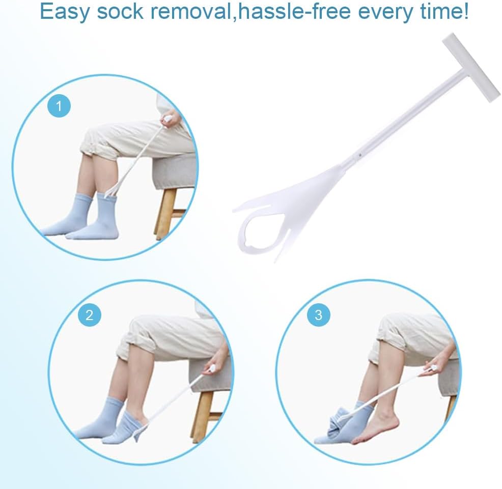 DILSIAI Sock Aid Device for Seniors Assistant Device no Bending Helper Easy on and Off Stocking - Without Bending, Slip Resistance (White Wear)