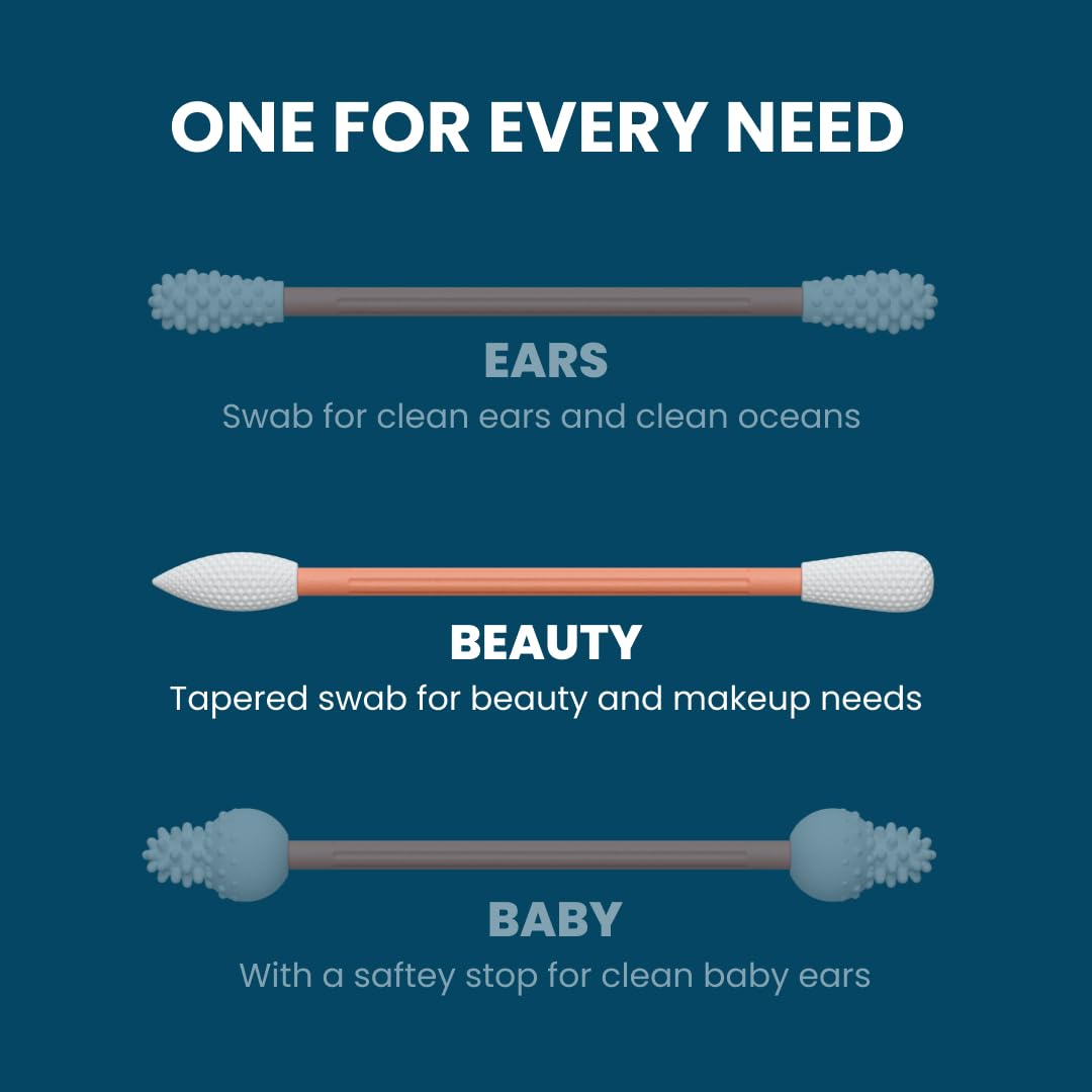 LastSwab® Reusable Cotton Swabs for Gentle and Eco-Friendly Beauty Routines - The Sustainable Alternative to Single-Use Q Tips - Zero Waste & Easy to Clean - Comes with a Convenient Travel Case Holder