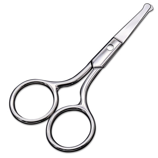 Small Scissors With Round Tip Design - Professional Grooming for Hair, Eyelashes, Nose, Eyebrow Trimming, Mustache - Will Not Hurt the Nasal Cavity