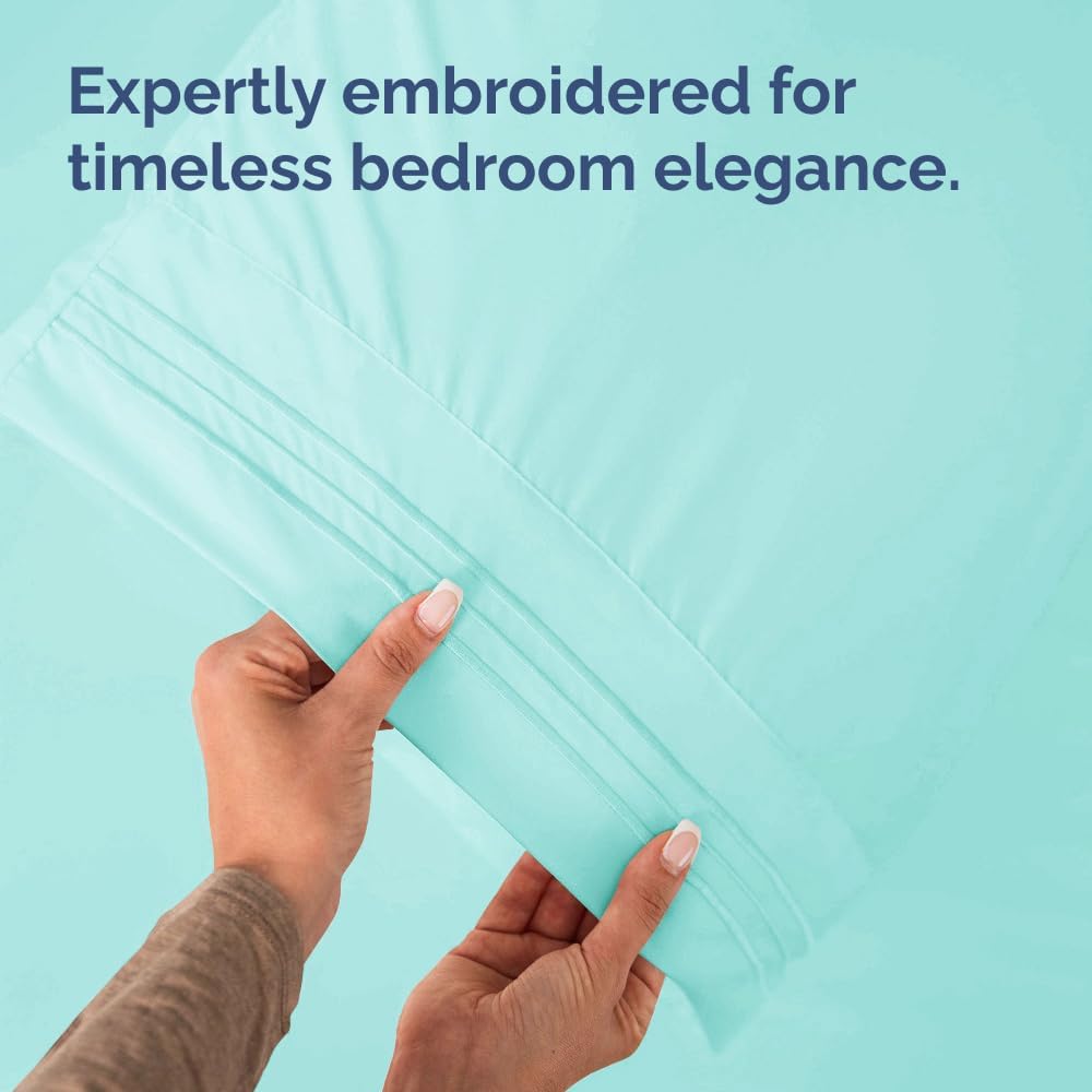 Queen Pillow Cases Set of 2 - Ultra Soft Hotel Quality Pillowcase Covers - Comfy, Cozy & Wrinkle Free - Shrinkage, Stain & Fade Resistant - Machine Washable Pillow Protectors - 2 Piece Set - Spa Blue