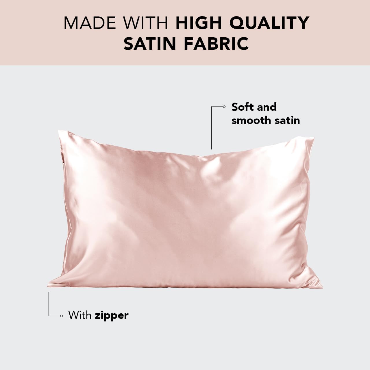 Kitsch Satin Pillowcase, Softer Than Silk Pillow Cases King, Cooling Pillow Covers, Satin Pillowcase with Zipper for Hair, Skin & Quality Sleep, Wrinkle-Free & Smooth, King Size 19"x36", Blush