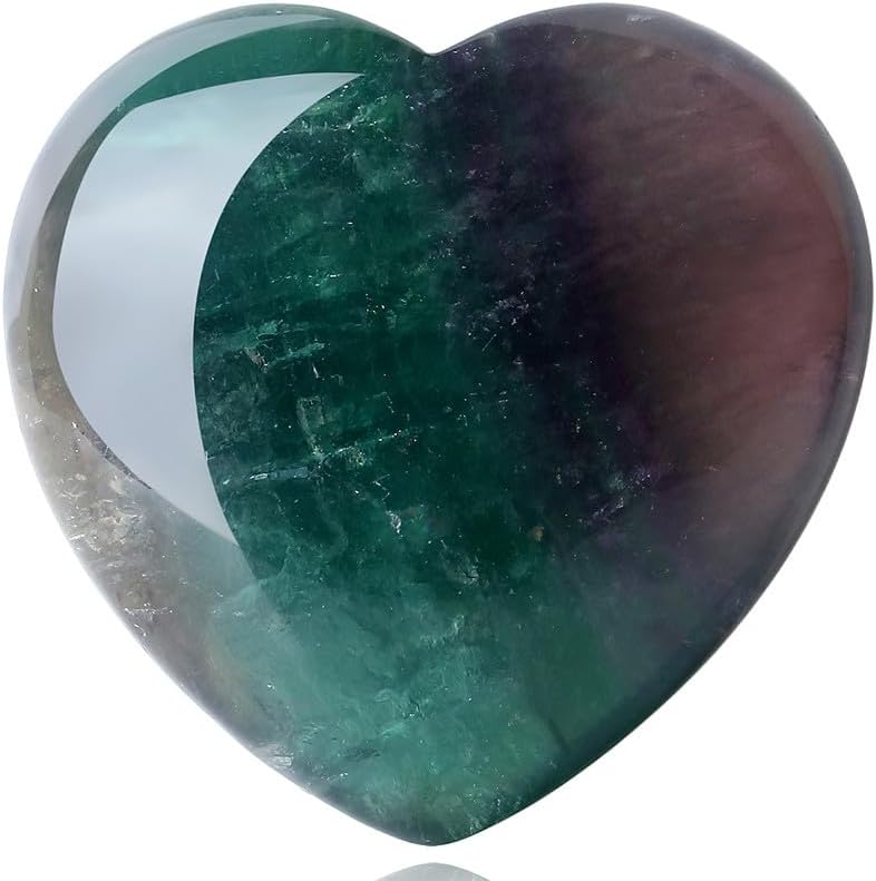MAIBAOTA 60 mm Fluorite Crystal Healing Crystals Large Heart Love Stone Crystals and Healing Stones Heart Stone for Women Natural Reiki Gemstone Polished Heart Shaped Rocks Meditation