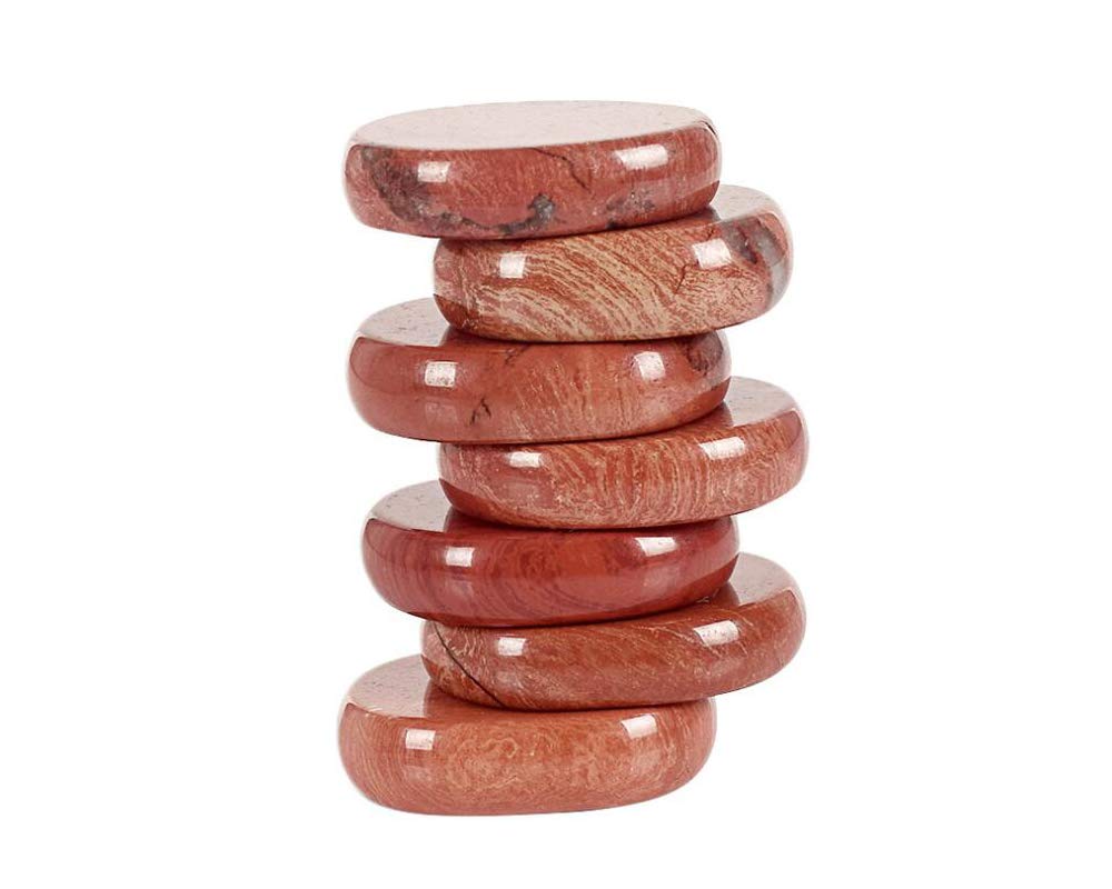 7 Pieces Natural Massage Stones Set for Professional or Home Spa, Smooth and Natural Massage Stones (Ruby Stone)
