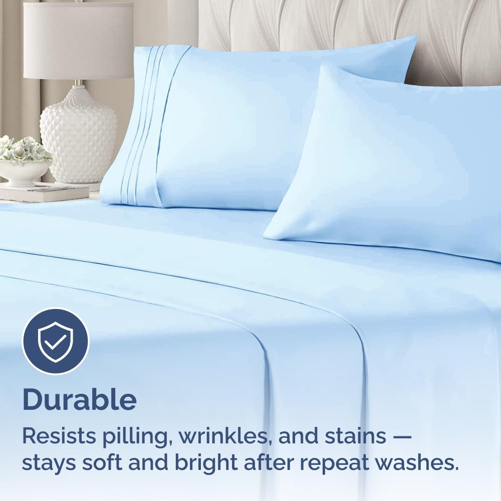 Standard Pillow Cases Set of 2 - Soft Hotel Quality Pillowcase Covers - Comfy & Wrinkle Free - Stain and Fade Resistant - Machine Washable Pillow Protectors - 2 Piece Set - Standard Size Light Blue