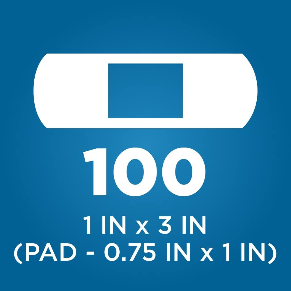 Amazon Basic Care Flexible Fabric Adhesive Bandages, First Aid and Wound Care Supplies, All-One Size, 100 Count (Pack of 3)