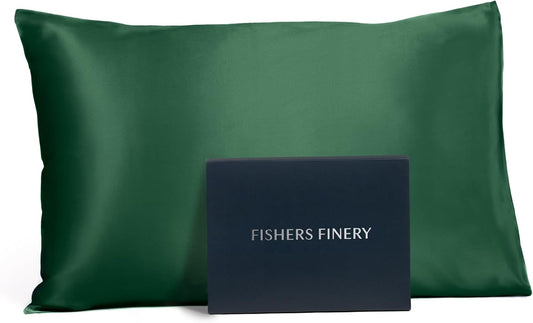Fishers Finery 25mm 100% Pure Mulberry Silk Pillowcase (Dark Green Standard)