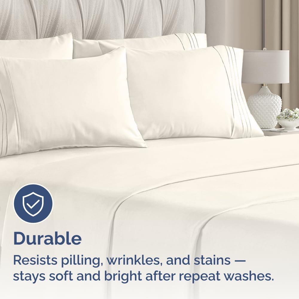 Queen Pillow Cases Set of 8 - Ultra Soft Hotel Quality Pillowcase Covers - Comfy, Cozy & Wrinkle Free - Shrink, Stain and Fade Resistant - Machine Washable Pillow Protectors - 8 Piece Set - Off White