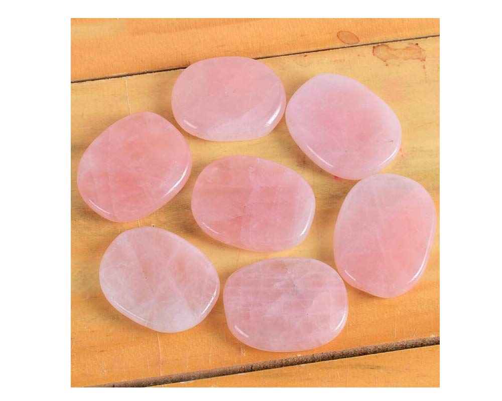 7 Pieces Natural Rose Quartz Massage Stones Set for Professional or Home Spa, Smooth and Natural Massage Stones (Rose Quartz)