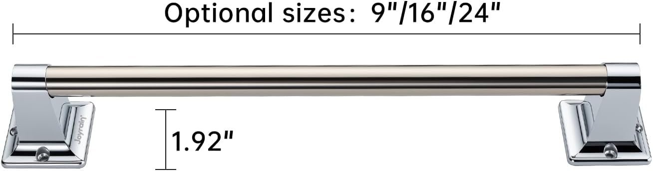 Joyrain Stainless Steel Bathroom Grab Bar for Elderly - Safety Rail & Towel Rack Dual Function, 9/16/24 Inch Anti-Slip Handle for Shower/Toilet/Tub (Chrome, 16 inch)