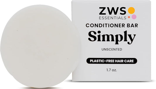 Simply Unscented Conditioner Bar, Vegan Solid Hair Conditioner for Sensitive Scalps & Fragrance-Free Care, Zero Waste, Travel-Friendly