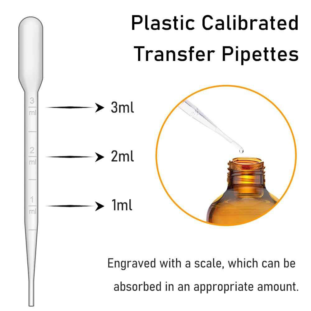 Bumobum 2 Pack 4 oz Amber Dropper Bottles, Tincture Bottles with Dropper, Glass Serum Bottle with Dropper for Essential Oils with Funnel, Labels & Pipette(Unbreakable Plastic Eye Dropper)