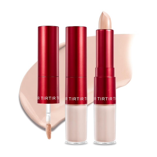 TIRTIR Glide&Hide Blurring Concealer - Creamy texture, Conceals dark circles and wrinkles, Dual formula (liquid tip & balm stick), Long-lasting wear, Korean Makeup, #2.5C, 0.28 Oz