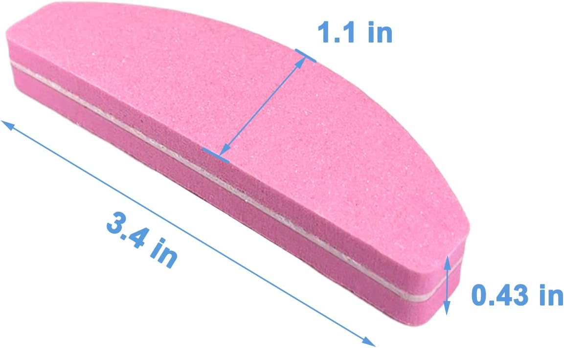 20 PCs Nail Buffers, Double Sided Nail Files Buffer Blocks 100/180 Grit Portable Washable Sanding Buffing File Arc Shape (Pink)