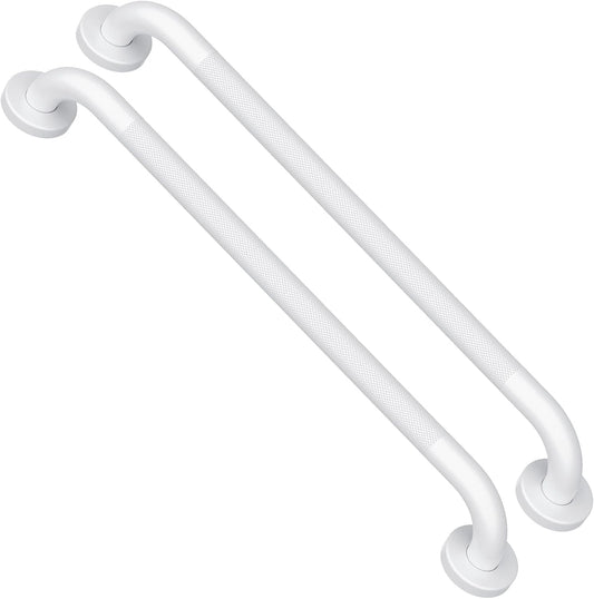 2 Pack 24 Inch Oil Rubbed White Shower Grab Bars w/Anti-Slip knurled Grip, iMomwee Stainless Steel Wall Mount Bathroom Safety Balance Handrail, Handicap Elderly Senior Assist Textured Grab Bar Handle