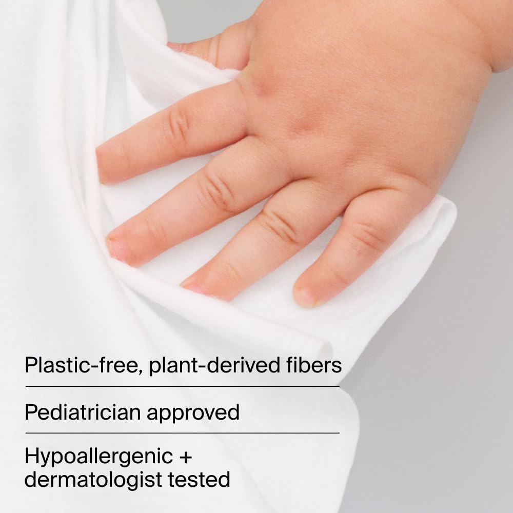 Coterie Baby Wipes for Sensitive Skin, Plant-Based & Plastic-Free Fibers, 99% Water, Hypoallergenic, pH Balanced, Unscented, Clean and Gentle Baby Essentials, 4 Standard Packs and 8 Travel Size Packs