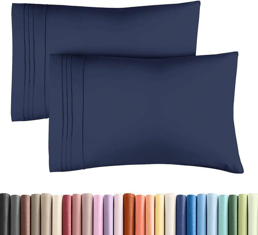 Standard Pillow Cases Set of 2 - Ultra-Soft Hotel Quality Pillowcase Covers - Comfy & Wrinkle Free - Stain & Fade Resistant - Machine Washable Pillow Protectors - 2 Piece Set - Standard Size Navy Blue