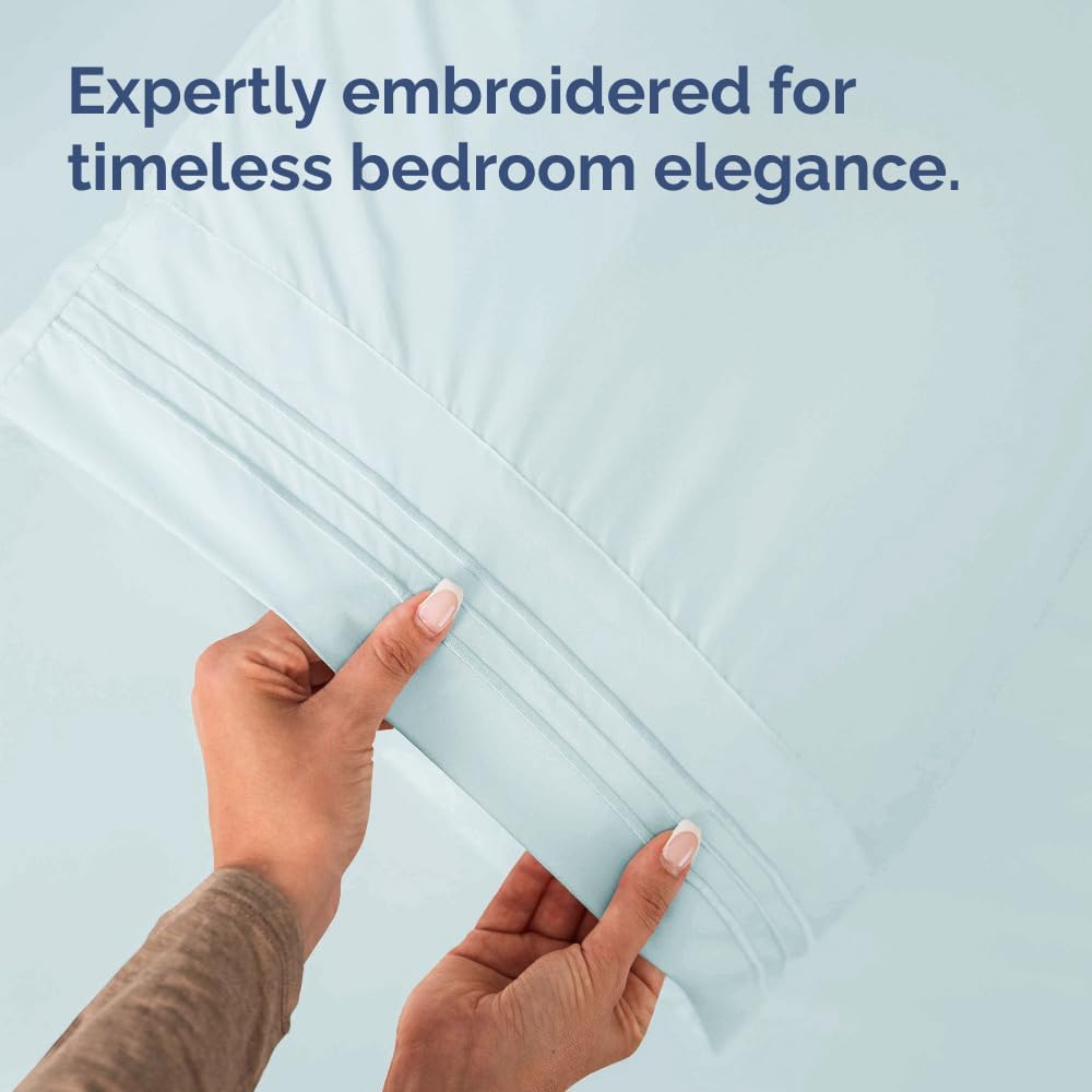 Queen Pillow Cases Set of 4 - Ultra Soft Hotel Quality Pillowcase Covers - Comfy, Cozy & Wrinkle Free - Shrinkage, Stain & Fade Resistant - Machine Washable Pillow Protectors - 4 Piece Set - Ice Blue