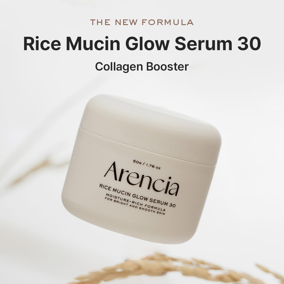 Arencia Rice Mucin Overnight Glow Face Mask Serum 30, 1.76 oz, Plumps Skin with Hyaluronic Acid