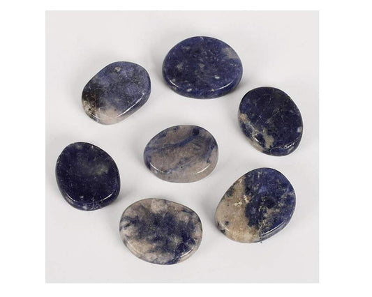 7 Pieces Natural Massage Stones Set for professional or home spa (Blue-Vein Stone)