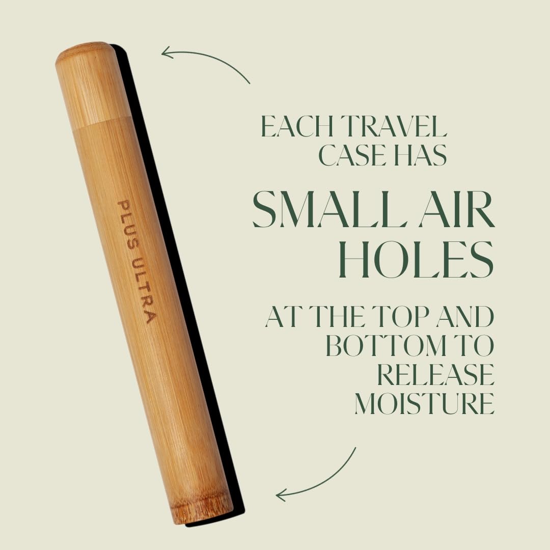 Plus Ultra Bamboo Travel Case for Adult Toothbrushes