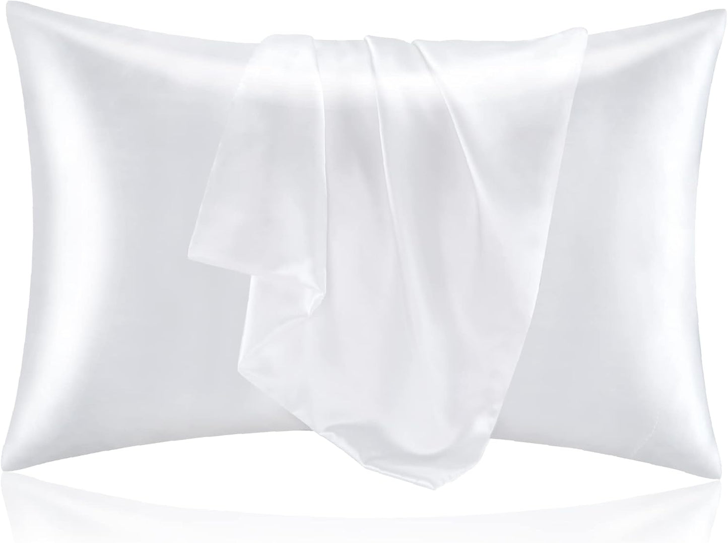 BEDELITE Satin Pillowcase for Hair and Skin, Super Soft and Cooling Similar to Silk Pillow Cases 2 Pack with Envelope Closure, Gift for Women Men(20"x36" King Size, White)