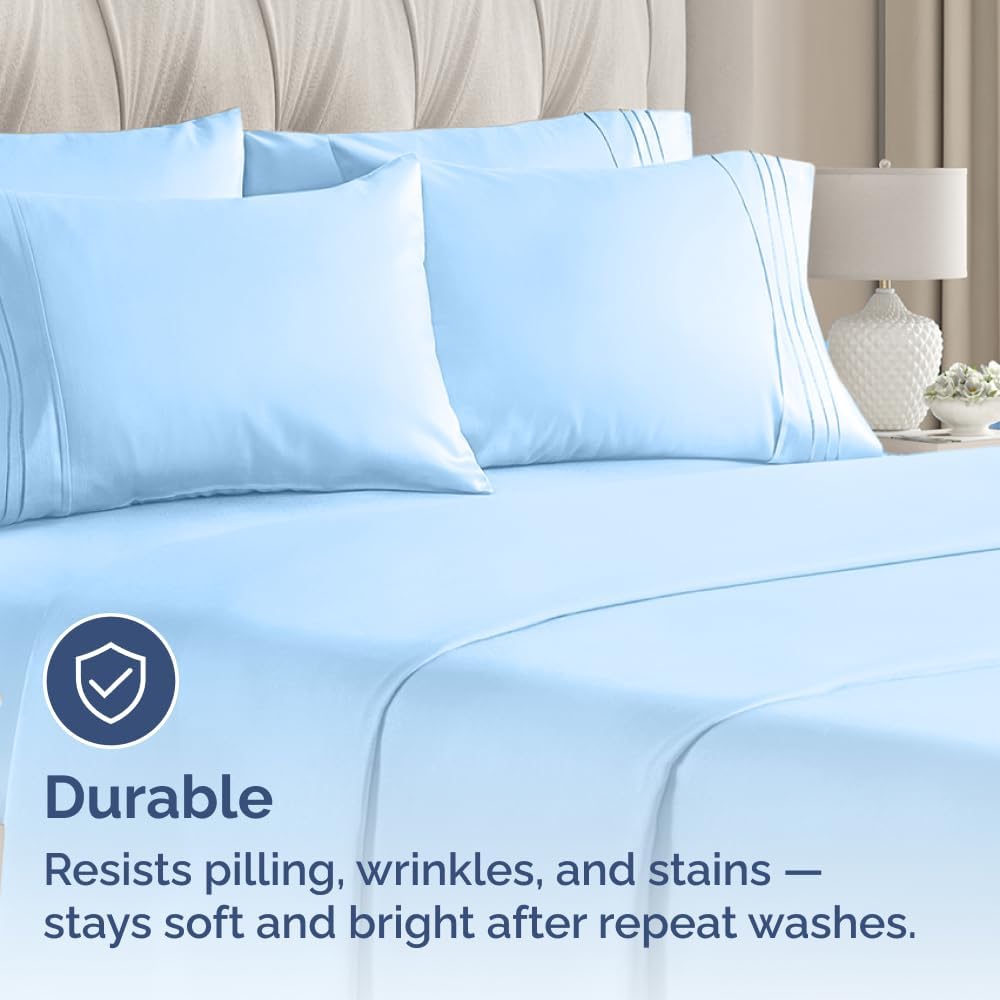 Queen Pillow Cases Set of 8 - Ultra Soft Hotel Quality Pillowcase Covers - Comfy, Cozy & Wrinkle Free - Shrink, Stain & Fade Resistant - Machine Washable Pillow Protectors - 8 Piece Set - Light Blue