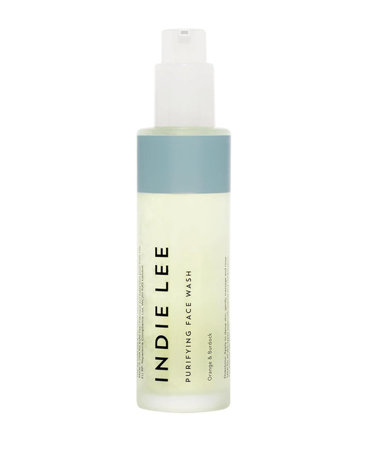 Indie Lee Purifying Face Wash - Hydrating Facial Cleanser + Makeup Remover - With Orange, Lavender, Burdock + Jasmine - Foam Face Wash for All Skin Types (125ml)