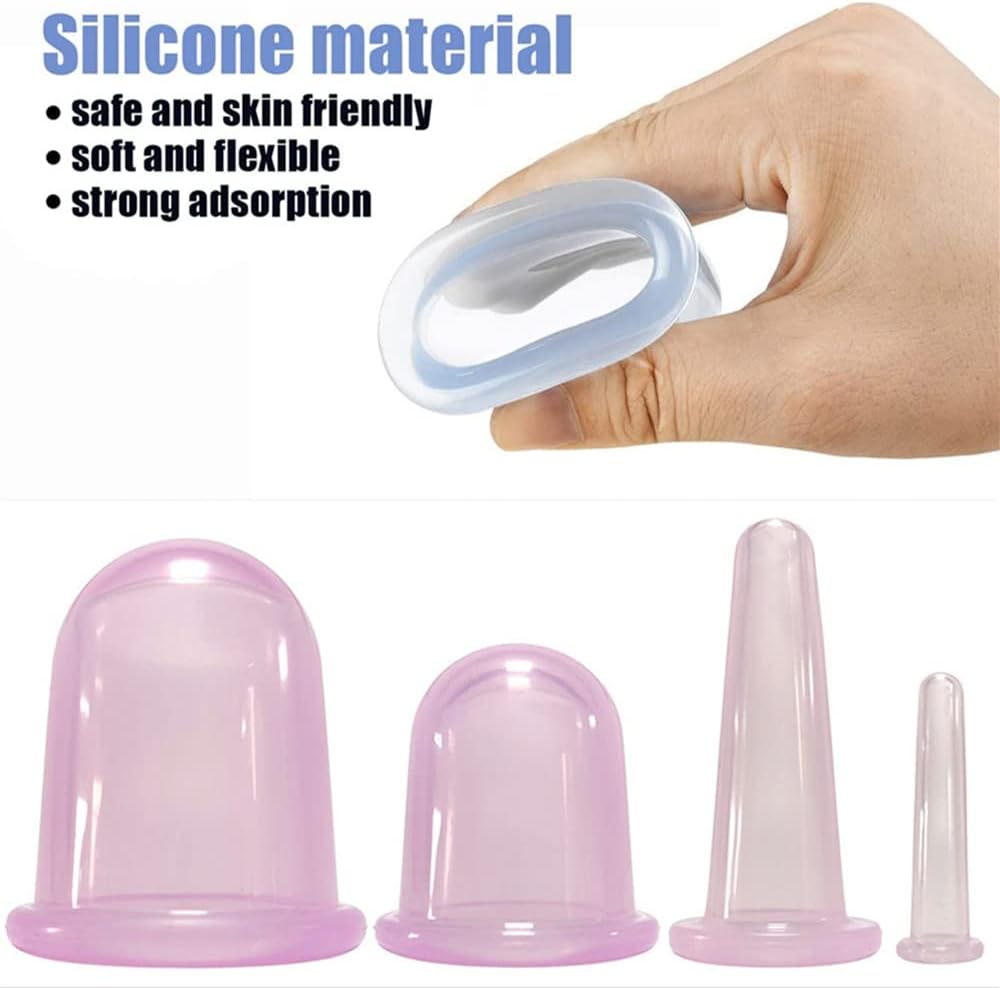 Facial Cupping Set Silicone Cupping Therapy Sets 7Pcs Anti-Cellulite Cup Vacuum Suction Massage Cups with Storage Bag for Muscle,Nerve,Joint Pain Relief and Cellulite Blaster Massage