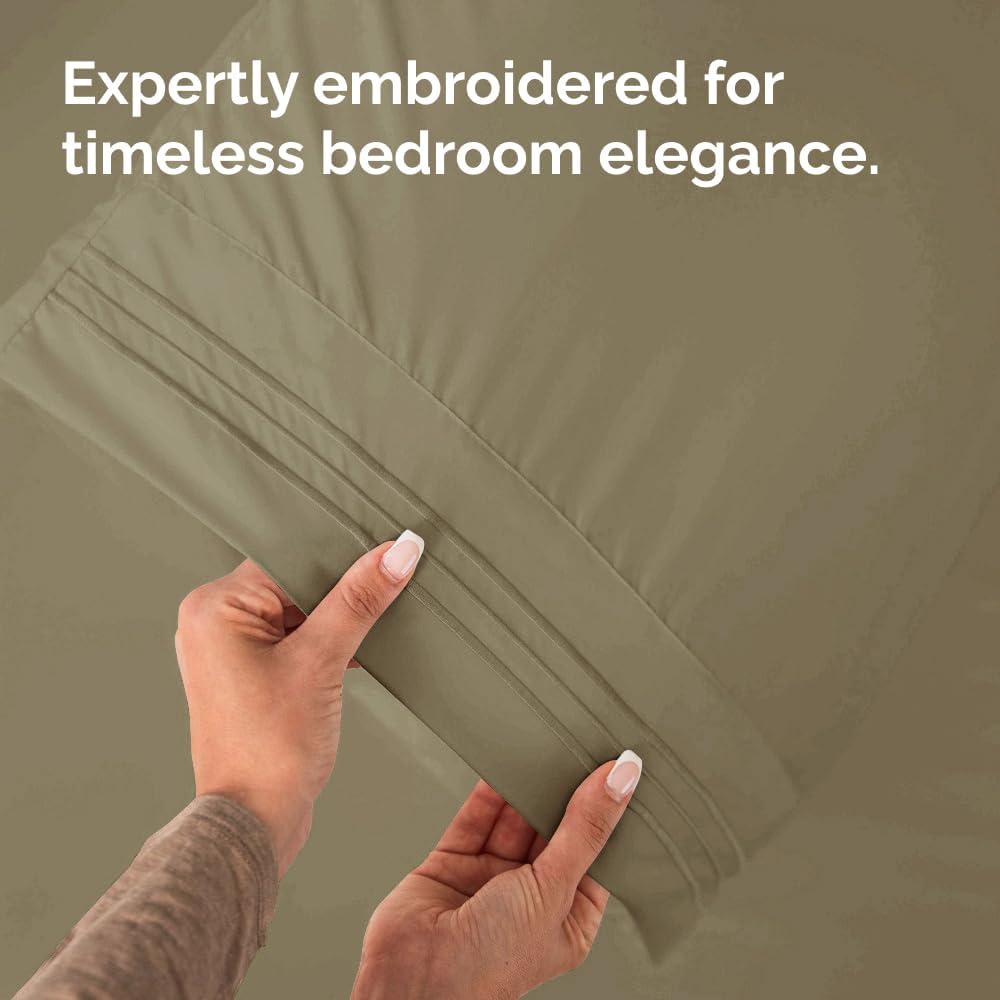 King Pillow Cases Set of 2 - Ultra Soft Hotel Quality Pillowcase Covers - Comfy, Cozy & Wrinkle Free - Shrinkage, Stain and Fade Resistant - Machine Washable Pillow Protectors - 2 Piece Set - Khaki