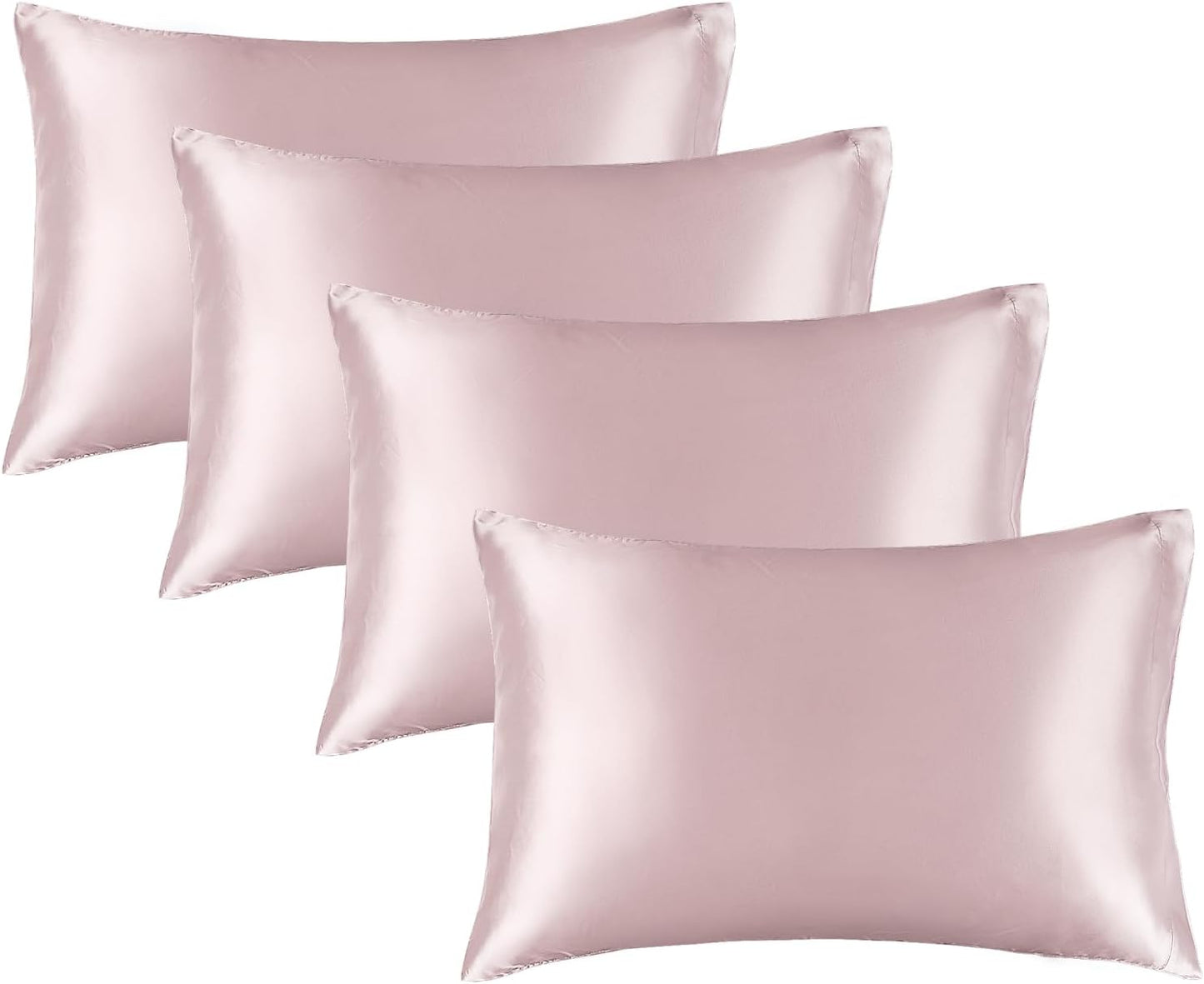 BEDELITE Satin Pillowcase for Hair and Skin, Super Soft Similar to Silk Pillow Cases 4 Pack with Envelope Closure, Cooling Pillowcases for Women Men (20"x40" King Size, Lotus Pink)