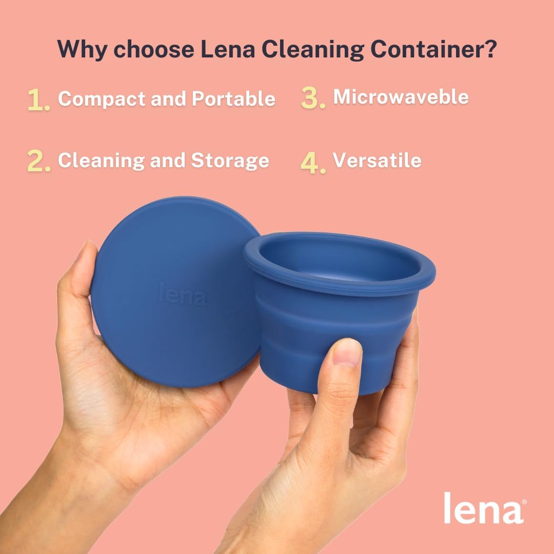 Lena Menstrual Cup Sterilizer Case, Compact, Collapsible Silicone Container for Cleaning Period Cup & Menstrual Disc, Travel, Home and Dorm, Menstrual Cup Cleaner, Feminine Care, Dark Blue