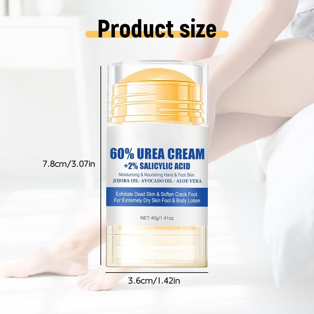 60% Urea Hydrating and Anti-Cracking Foot Cream, 2026 NEW Moisturising and Relieves Cracking and Dryness Foot Cream, Repairs and Hydrates Foot Care Stick for Dry Cracked Feet Knees Elbows Hands (1)