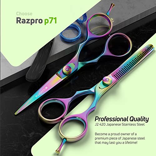 Suvorna 5.5" Hair Cutting Scissors Professional with Thinning Shears for Hair Cutting, Right Hand Professional Hair Scissors, Barber Shears Set, hair shears professional, 2 piece Hair Cutting Shears.