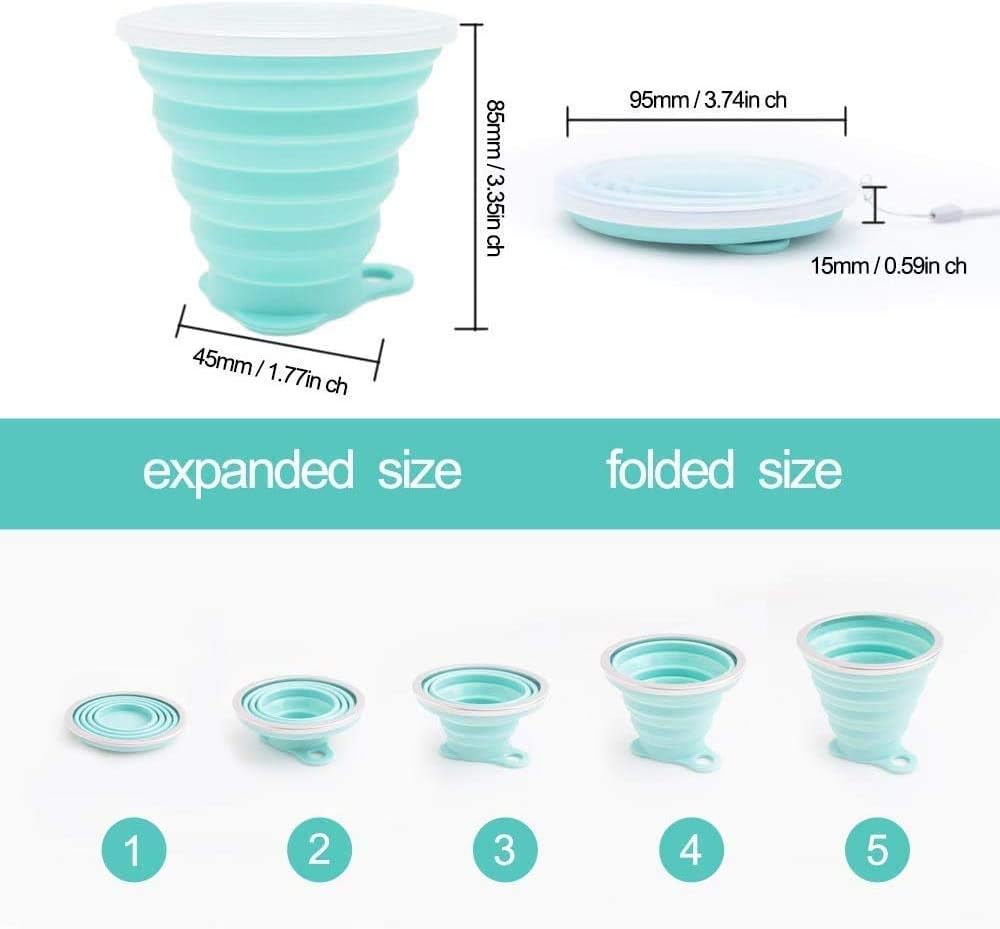 IYYI Collapsible Cups for Traveling, Silicone Collapsible Cups, Camping Mugs, Foldable Cup, Folding Cup for Camping, Hiking, Outdoors, Travel (Gray-Green)