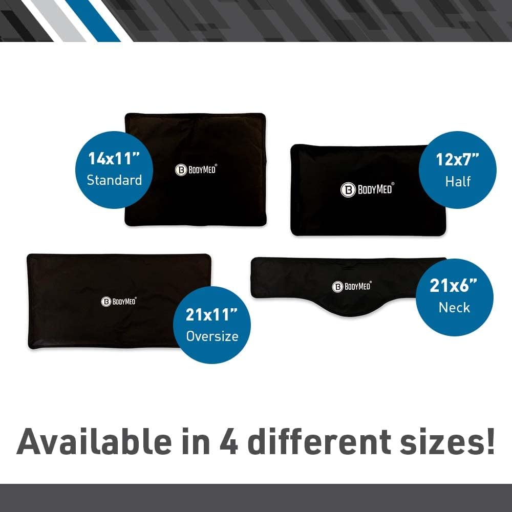 BodyMed Reusable Gel Ice Pack Cold Compress for Back, Shoulder, Neck, & Knee - Professional Grade Cold Therapy for Injuries, Aches, Swelling, Bruises, Sprains - 12 in. x 7 in. (Half)