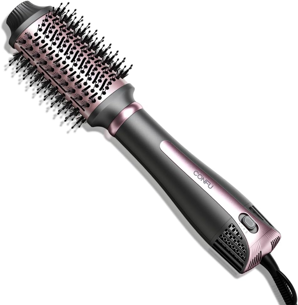 CONFU Blow Dryer Brush, 4-in-1 Styling Tools Hair Dryer and Styler Volumizer with Negative Ion Anti-frizz Blowout, Hot Air Brush for Drying, Straightening, Curling