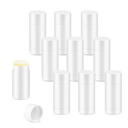 10 Pcs Empty Containers Bottom Fill Deodorant Bottles Refillable DIY Tubes Lip Balm Tubes (White, 15ml/0.5oz)