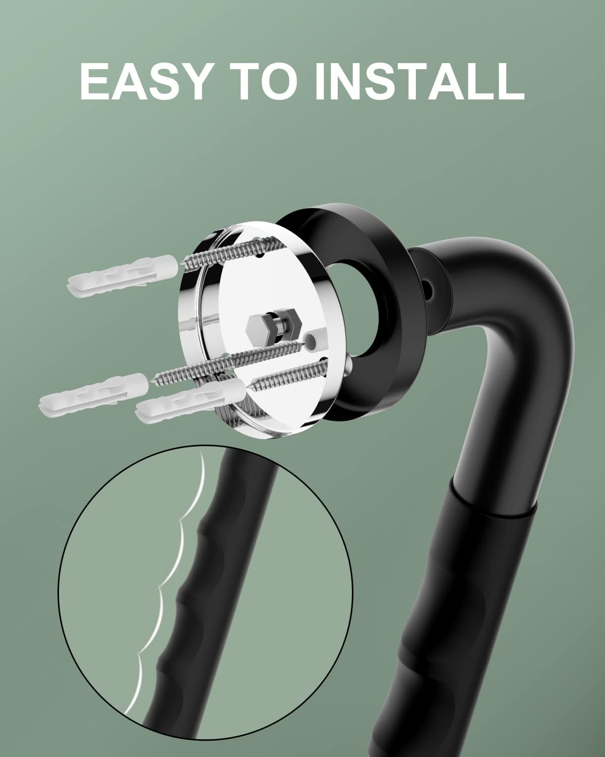 16 Inch Black Shower Grab Bar w/Anti Slip Rubber Grip, Munzong 2 Pack Stainless Steel Bathroom Grab Bar, Bathroom Balance Bar,Safety Handrail Support,Handicap Injury Elderly Senior Assist Bath Handle