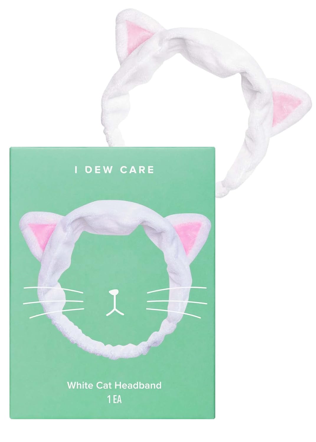 I DEW CARE Face Wash Headband - White Cat | Adorable Design, Perfect for Washing & Cleansing, Makeup and Spa, Bath, Skincare, Quick Dry, Soft & Fuzzy, Non Slip, Reusable, Teen Girls Stuff