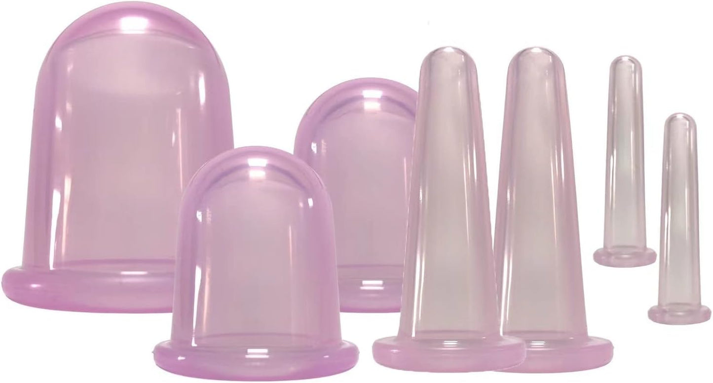 Facial Cupping Set Silicone Cupping Therapy Sets 7Pcs Anti-Cellulite Cup Vacuum Suction Massage Cups with Storage Bag for Muscle,Nerve,Joint Pain Relief and Cellulite Blaster Massage