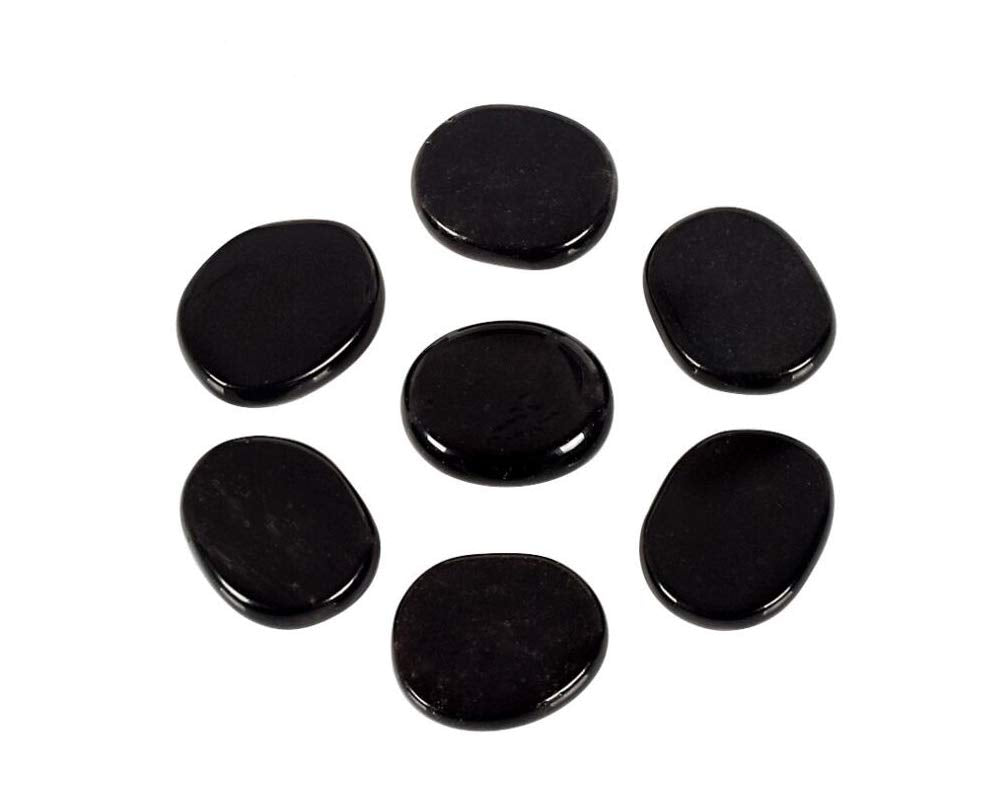 7 Pieces Natural Obsidian Massage Stones Set for Professional or Home Spa, Smooth and Natural Massage Stones (Black Obsidian)