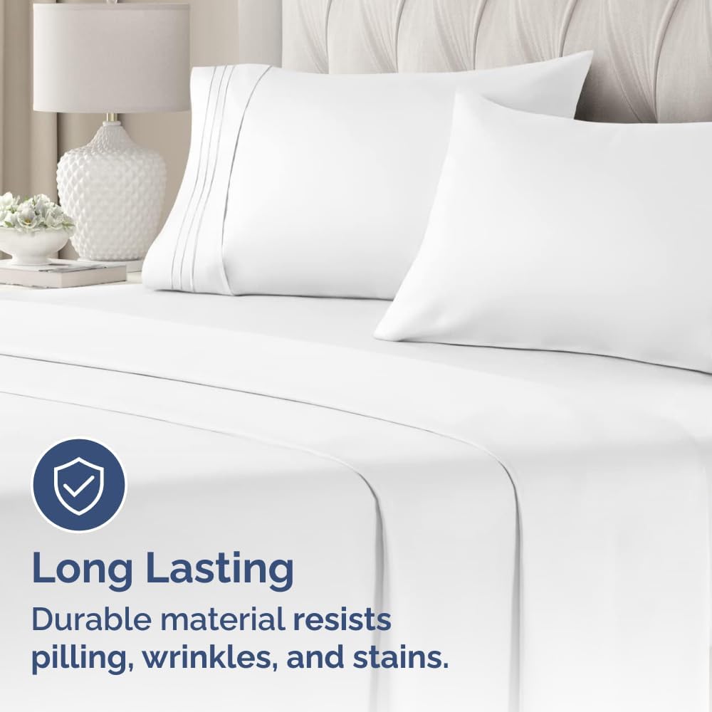 King Pillow Cases Set of 4 - Ultra Soft Hotel Quality Pillowcase Covers - Comfy, Cozy & Wrinkle Free - Shrinkage, Stain and Fade Resistant - Machine Washable Pillow Protectors - 4 Piece Set - White