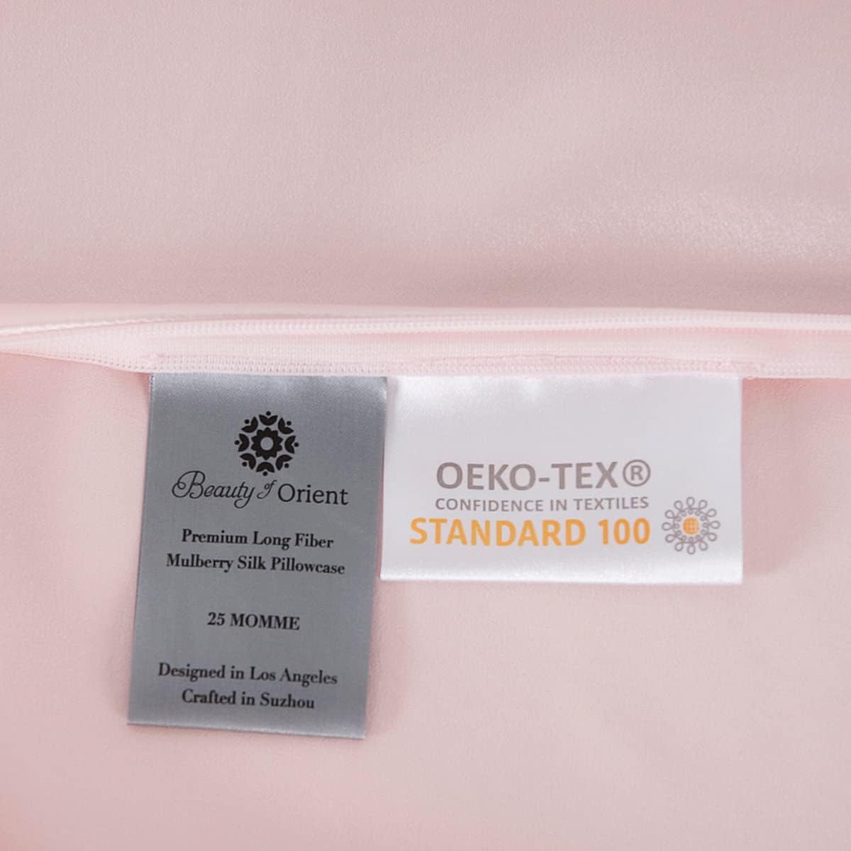 25 Momme Premium Mulberry Silk Pillowcase for Hair and Skin | Handcrafted Hypoallergenic & Anti-Acne Silk Pillow Cases with Zipper | King - 20" x 36", Rose Water