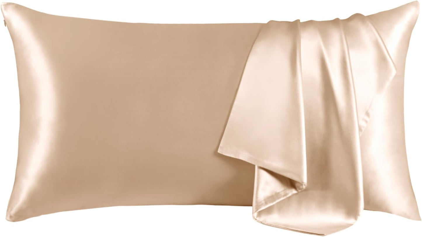 THXSILK 100% Mulberry Silk Pillowcase for Hair and Skin, Grade 6A+ Mulberry Silk Pillow Case, Natural Mulberry Silk Pillow Case with Zipper (California King Size 20"x40", Beige, 1pc)