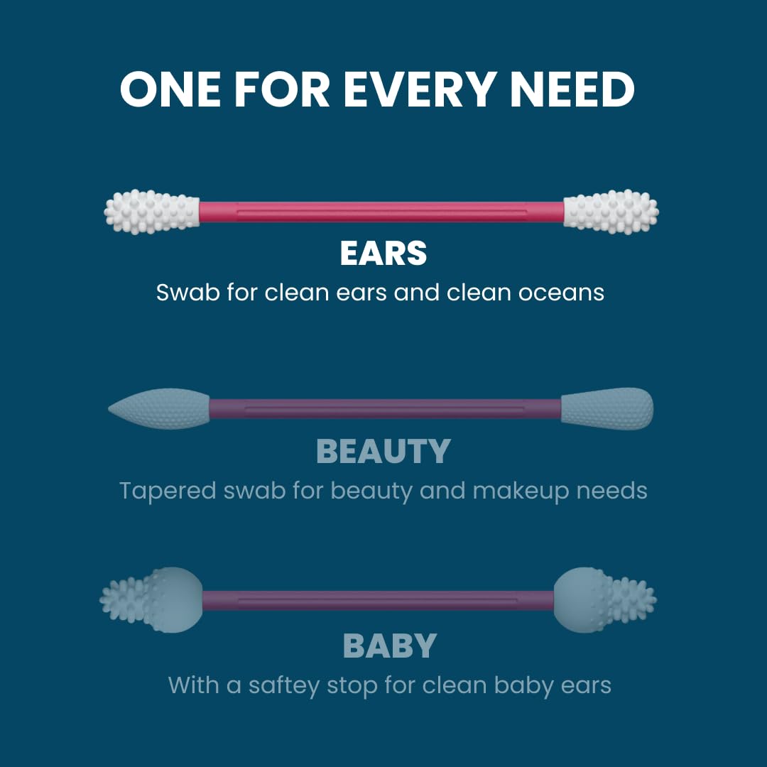 LastSwab® Reusable Cotton Swabs for Ear Cleaning - The Sustainable and Sanitary Alternative to Single-Use Q Tips - Zero Waste and Easy to Clean - Comes with a Convenient Travel Case Holder - Red